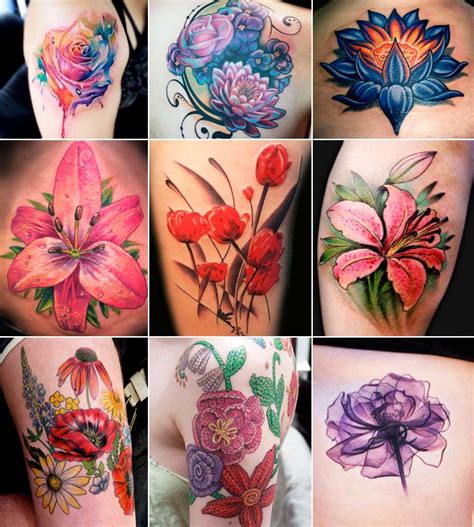 tatuaggi fiori piccoli colorati|Tatuaggi con i fiori: idee e significati